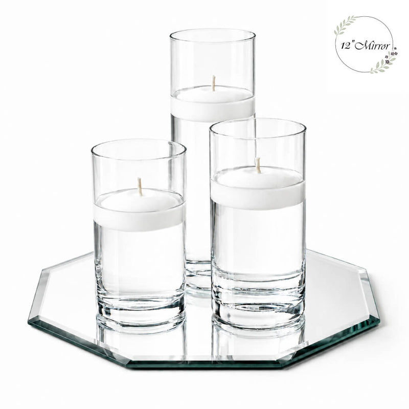Eastland Octagon Mirror and Cylinder Vase Centerpiece Set of 4 - 12" Mirror - thumbnail number 4