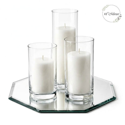 Eastland Octagon Mirror and Cylinder Vase Centerpiece Set of 4 - 12" Mirror - thumbnail number 2