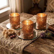 5" Round Mirror Coaster with mercury glass votives on a wooden table - thumbnail number 9