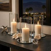 5" Round Mirror Coaster with lit candles in glass cylinder vases - thumbnail number 10