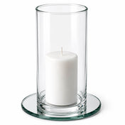 5" Round Mirror Coaster with a white pillar candle in a glass cylinder vase - thumbnail number 4