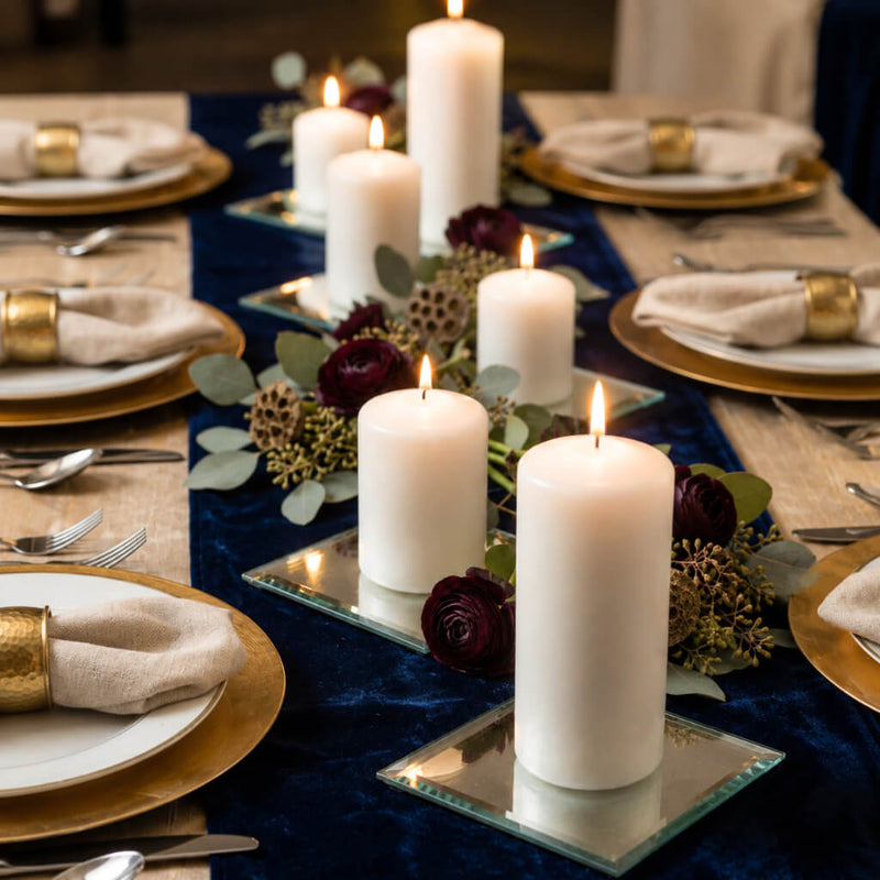 5" Square Mirror Coaster with lit pillar candles on a moody tablescape - thumbnail number 6
