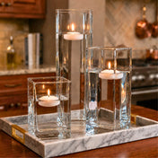Staggered Square Floating Candle Holder set on a marble tray - thumbnail number 8