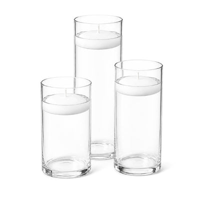 Eastland Cylinder Floating Candle Holders 7.5" , 9" & 10.5" Set of 36 - thumbnail number 2