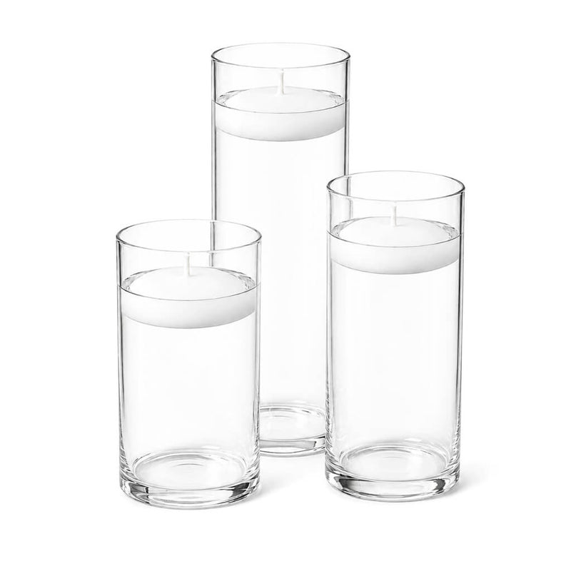 Eastland Cylinder Floating Candle Holders 7.5" , 9" & 10.5" Set of 36 - thumbnail number 2