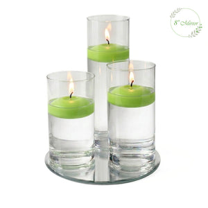 Eastland Round Mirror and Cylinder Vase Centerpiece with Richland 3" Floating Candles Set of 7