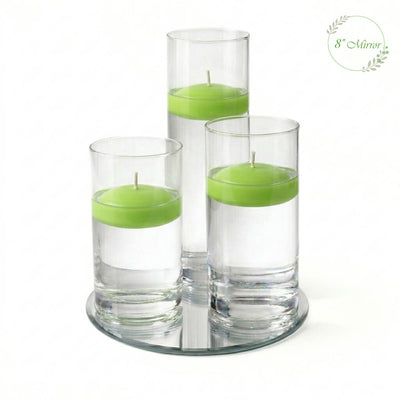 Eastland Round Mirror and Cylinder Vase Centerpiece with Richland 3" Floating Candles Set of 84 - thumbnail number 8