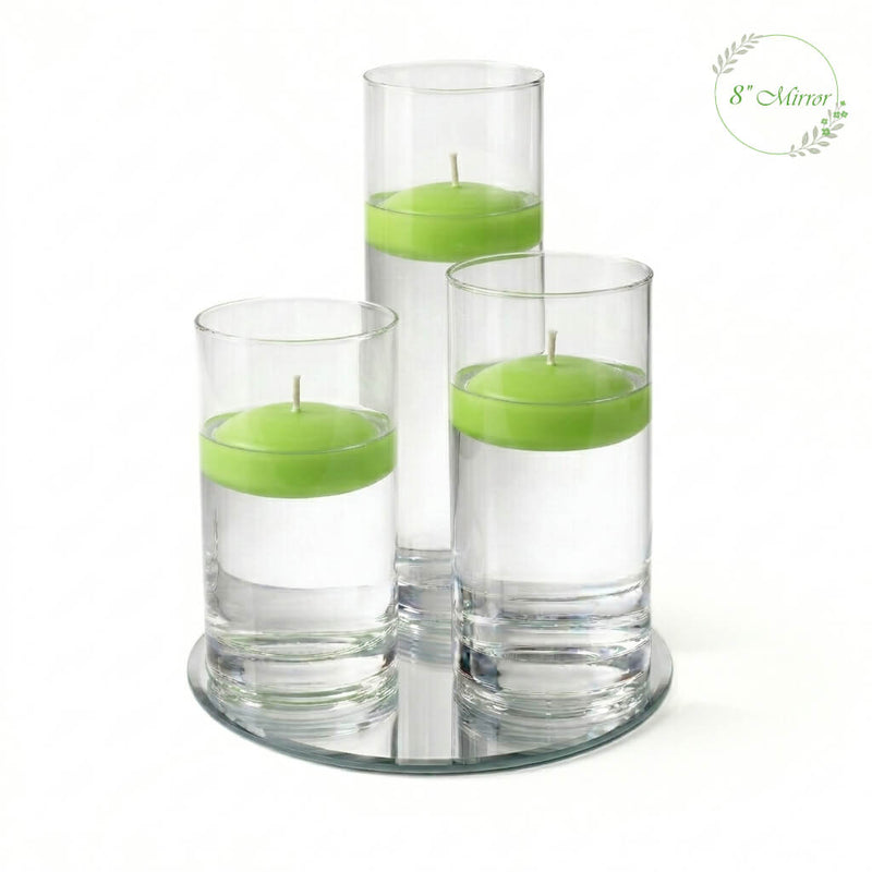 Eastland Round Mirror and Cylinder Vase Centerpiece with Richland 3" Floating Candles Set of 84 - thumbnail number 8