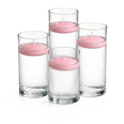 Cylinder Vase Centerpiece & Richland 3" Floating Candles Set of 8 - Pink - thumbnail number 1