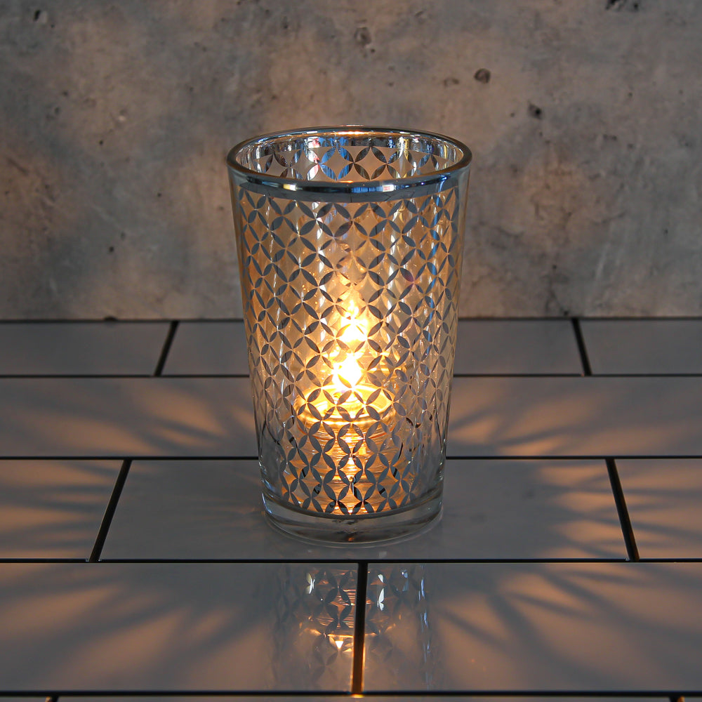 Richland Silver Lattice Glass Holder - Large Set of 12