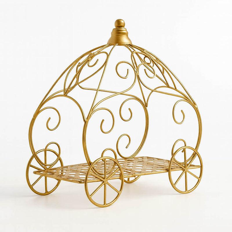 Cinderella Pumpkin Carriage Table Centerpiece 11" – Gold Wrought Iron Rustic Wedding Display - thumbnail number 1