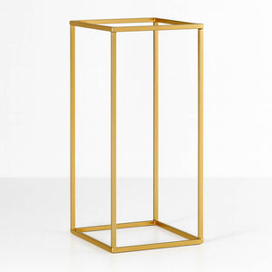24" Gold Rectangular Metal Flower Stands – 2-Pack Geometric Column Frames for Stylish Flower Displays