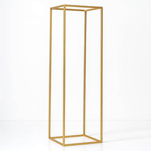 32" Gold Rectangular Metal Flower Stands – 2-Pack Geometric Column Frames for Stylish Flower Displays
