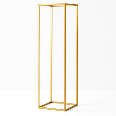 40" Gold Rectangular Metal Flower Stands – 2-Pack Geometric Column Frames for Stylish Flower Displays - thumbnail number 1