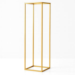 40" Gold Rectangular Metal Flower Stands – 2-Pack Geometric Column Frames for Stylish Flower Displays