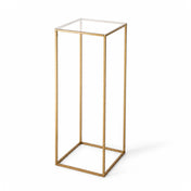 Tall gold metal display stand with a clear square acrylic top - thumbnail number 2