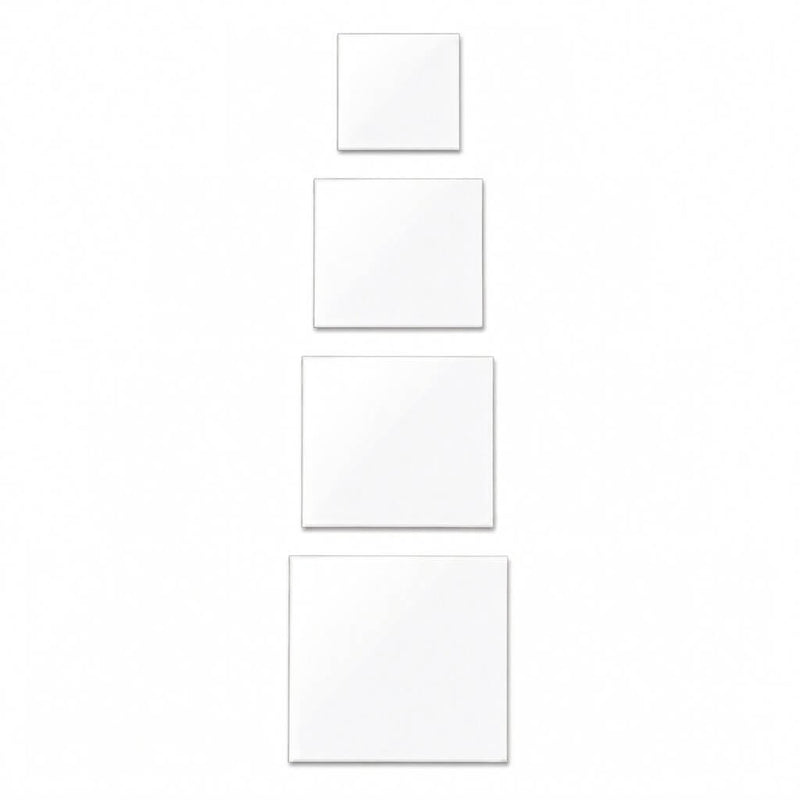 Four white square acrylic sheets in assorted sizes stacked vertically - thumbnail number 3