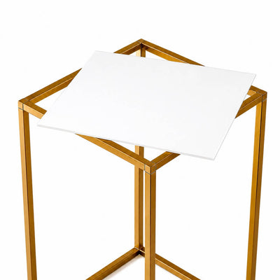 White square acrylic plexiglass sheet placed on top of a gold metal stand - thumbnail number 1