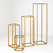Matte Gold Metal Flower Stands Set of 4 – 16", 24", 32", 40" Frames for Wedding Column Displays - thumbnail number 1