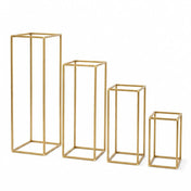 Four gold geometric rectangular metal flower stands of varying heights - thumbnail number 1