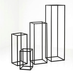 Matte Black Metal Flower Stands Set of 4 – 16", 24", 32", 40" Frames for Wedding Displays