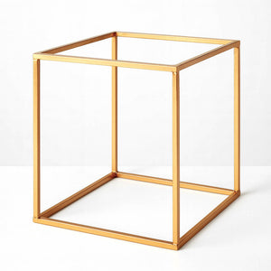 Set of 2 Gold Metal Flower Stands 12" – Square Geometric Frame for Wedding Centerpiece Display