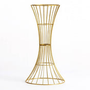 48" Tall Gold Metal Wire Trumpet Flower Centerpiece Stand – Reversible Hourglass Pedestal Prop - thumbnail number 1