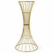 48" Tall Gold Metal Wire Trumpet Flower Centerpiece Stand – Reversible Hourglass Pedestal Prop - thumbnail number 1