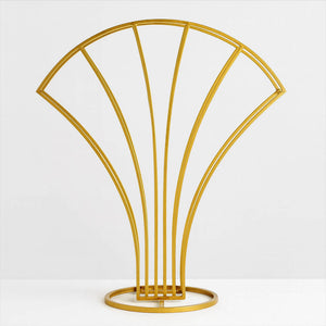 Scalloped Fan Shape Gold Metal Flower Frame 32" – Table Centerpiece Wedding Floral Display Stand