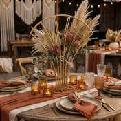 Scalloped Fan Shape Gold Metal Flower Frame 32" – Table Centerpiece Wedding Floral Display Stand - thumbnail number 3