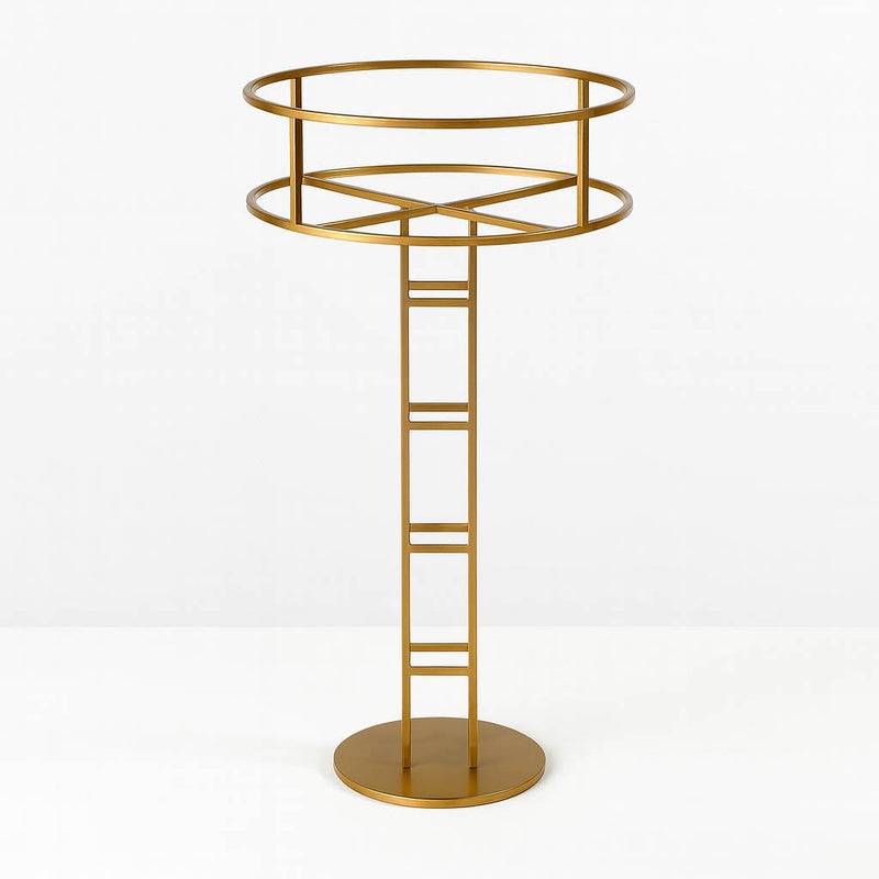 Grand Halo Top 46" Gold Metal Floral Riser – Open Frame Wedding Centerpiece Pedestal - thumbnail number 1