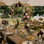 38" Curvy Design Gold Metal Floral Arch Frame – Wedding Table Centerpiece or Aisle Prop - thumbnail number 5