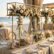 48" Gold Metal Rectangular Centerpiece Stand – Heavy Duty Tabletop Floral Arrangement Display Rack - thumbnail number 3