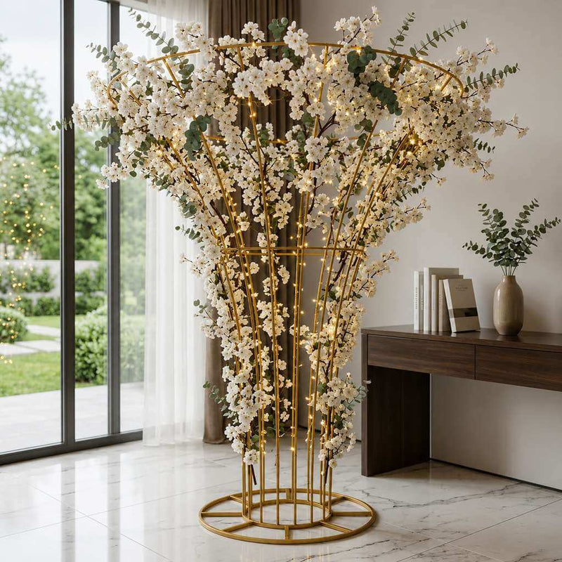 6.5ft Tall Gold Metal Blossom Tree Frame – Floor Standing Wedding Floral Display Stand - thumbnail number 6