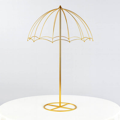 Elegant 42" Gold Metal Umbrella Flower Stand – Round Base Floral Frame Wedding Centerpiece - thumbnail number 1