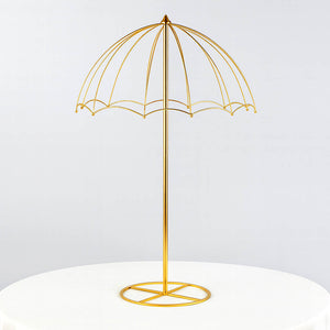 Elegant 42" Gold Metal Umbrella Flower Stand – Round Base Floral Frame Wedding Centerpiece