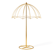 Elegant 42" Gold Metal Umbrella Flower Stand with round base on white background - thumbnail number 1