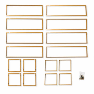 Disassembled parts of gold over-table frame stand including rectangular frames and screws - thumbnail number 2