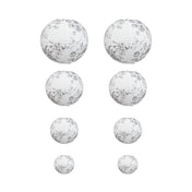 Black floral print white paper lanterns in multiple sizes, displayed on a white background - thumbnail number 1