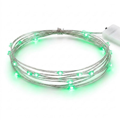 20 LED Starry Bright String Lights 90" Micro Fairy Lights Green - Battery Operated