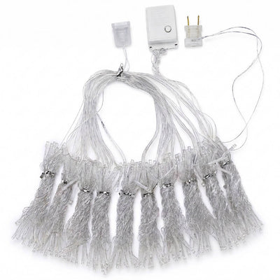 Bundled string of clear LED icicle curtain lights with a controller and power plug - thumbnail number 2