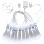 Cool white LED curtain string lights, 10ft x 10ft, with controller on a white background - thumbnail number 1