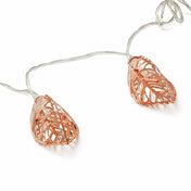 Rose gold leaf string light garland with warm white LED lights on a white backdrop - thumbnail number 3