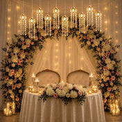 LED Crystal String Lights, Gold Oval Frame with Hanging Teardrop Pendants, Warm White Plug-in Chandelier Décor - thumbnail number 7