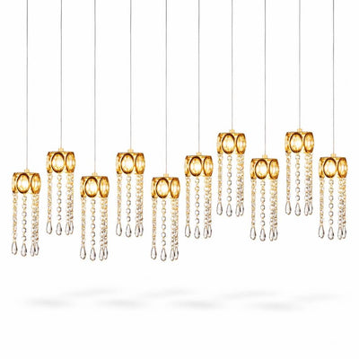 LED Crystal String Lights, Gold Oval Frame with Hanging Teardrop Pendants, Warm White Plug-in Chandelier Décor - thumbnail number 2