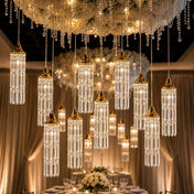 LED Crystal String Lights, Gold Bell Frame with Hanging Prism Pendants, Warm White Plug-in Chandelier Décor - thumbnail number 8