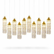 LED Crystal String Lights, Gold Bell Frame with Hanging Prism Pendants, Warm White Plug-in Chandelier Décor - thumbnail number 2