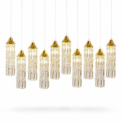 LED Crystal String Lights, Gold Bell Frame with Hanging Prism Pendants, Warm White Plug-in Chandelier Décor - thumbnail number 2