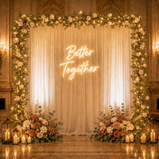Rose and light garland around a "Better Together" neon backdrop - thumbnail number 3