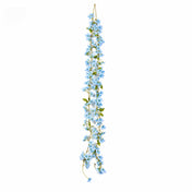 A single 6ft blue jasmine silk flower garland hanging vertically - thumbnail number 2